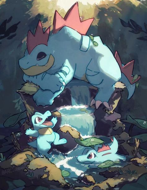 Pokemon Totodile, Pokemon Terrarium, Pokemon Room, Pokemon Starters, Pokemon Backgrounds, Wild Pokemon, Pokemon Pins, Pokemon Drawings, Pokemon Fan Art