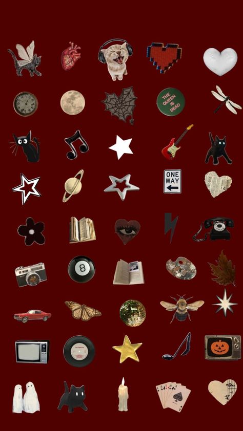 #app #icon #red #downtowngirlasthetic Artsy App Icons, Downtown App Icons, Red Aesthetic Phone Layout, Red Homescreen Aesthetic, Phone Themes Red, Best Widget Apps, Downtown Girl App Icons, Dark Red Homescreen, Iphone Widget Icons