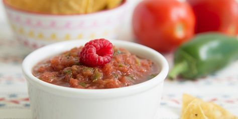 Tomato-Raspberry Salsa Recipe | No Calorie Sweetener & Sugar Substitute | Splenda Sweeteners Raspberry Salsa Recipe, Pork Loin Grilled, Raspberry Salsa, Berry Salsa, Roast Pork Loin, Splenda Recipes, Roast Pork, Pork Loin Roast, Sugar Substitute