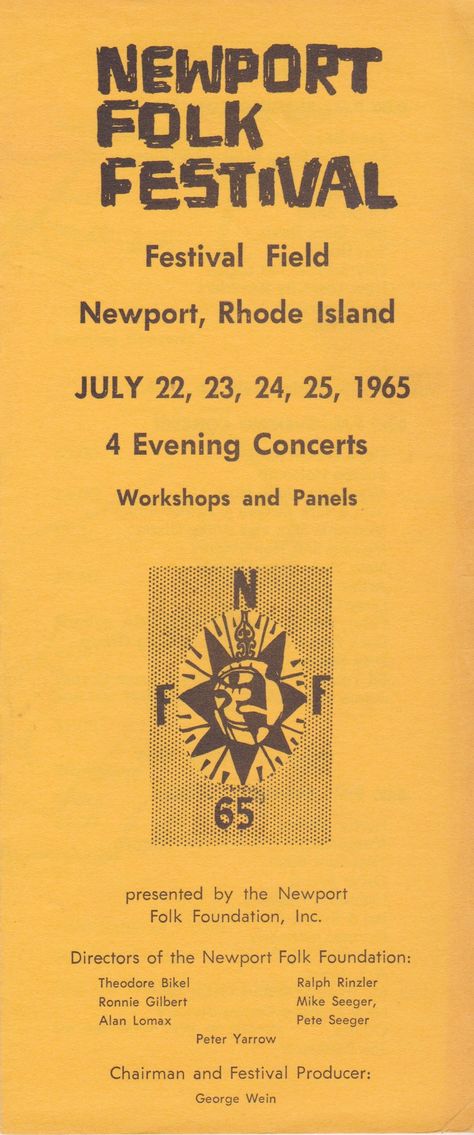 Bob Dylan - 1965 "Goes Electric" Newport Folk Festival Handbill/Ticket Order Form | Recordmecca Folk Festival Poster, Cider Festival, Bob Dylan Poster, Newport Folk Festival, Festival Branding, Pete Seeger, Music Nerd, Country Music Festival, Music Festival Poster