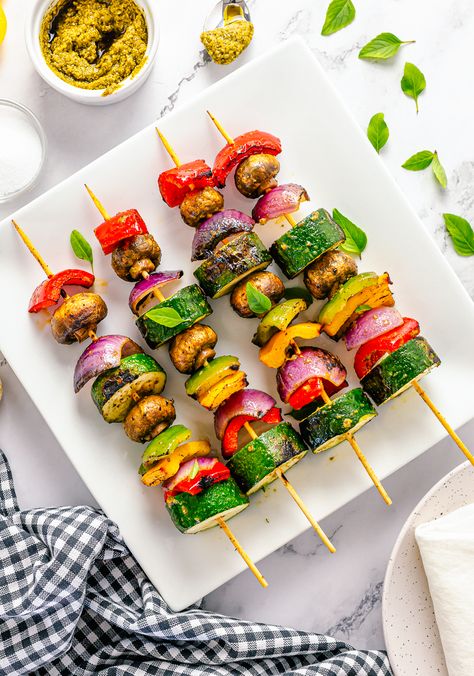 Grilled Vegetable Kebabs Vegetable Kebab Recipes, Vegetable Kebabs On The Grill, Grilled Vegtables, Grilled Vegetable Kabobs, Sweet And Sour Vegetables, Marinated Grilled Vegetables, Bbq Vegetables, Grilled Vegetable Skewers, Veggie Kebabs