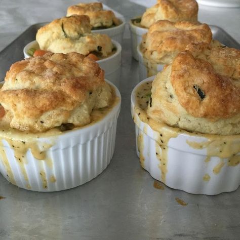 Mini Chicken Pot Pies with Herb and Cheese Biscuit Toppers - A Bountiful Kitchen Cook Frozen Chicken, Chicken In The Instant Pot, A Bountiful Kitchen, Bountiful Kitchen, Vegetable Gravy, Cheese Biscuit, Panko Chicken, Chicken Pot Pies, Mini Chicken Pot Pies