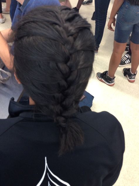 French braid for short hair French Braid On Short Hair, French Braid For Short Hair, French Braids With Extensions, Braid For Short Hair, French Braid Short Hair, Really Short Hair, Bun Updo, French Braid Hairstyles, School Hair