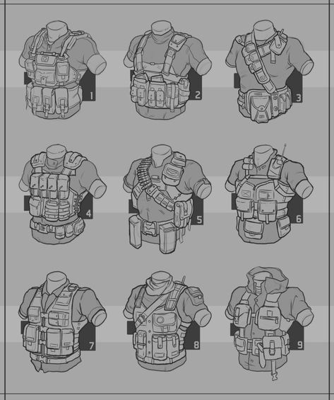 Combat Gear, 캐릭터 드로잉, Tactical Vest, Body Armor, Armor Concept, Drawing Clothes, Military Art, Drawing Reference Poses, Design Reference