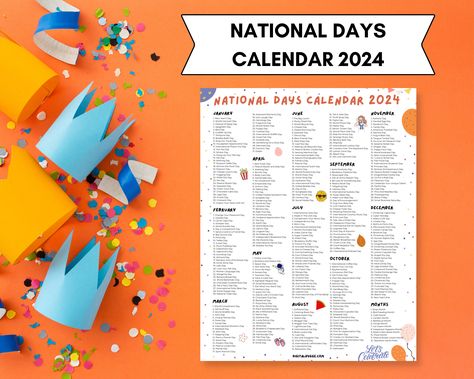 National Days Calendar Printable | 2024 National Holidays Calendar | Social Media Holidays 2024 National Days Calendar, Social Media Holidays, National Holiday Calendar, Holidays Calendar, National Day Calendar, Kalender Design, Days To Christmas, Wedding Planner Printables, National Days