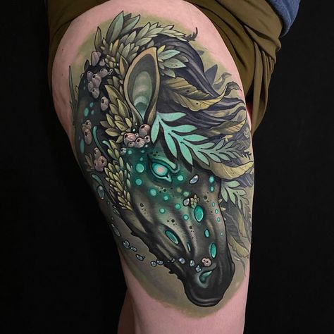 William Volz on Instagram: “Kelpie! I��’m out of town for a week or so so I’ll probably just be posting some old stuff. Hope you all don’t mind. @fabletattoogallery…” Kelpie Tattoo, Kelpie Horse, Infinity Tattoo With Feather, Kelpie Dog, Dog Tattoo Ideas, Seahorse Tattoo, Fantasy Tattoos, Old Stuff, Horse Tattoo