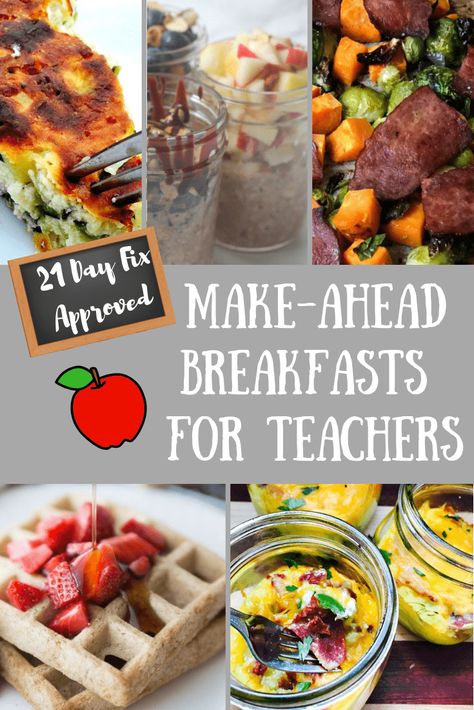 This list of 21 Day Fix Make Ahead Breakfasts for Teacher is great for anyone who wants to plan and prepare a healthy breakfast for those busy weekday mornings! Make Ahead Breakfasts, Confessions Of A Fit Foodie, 21 Day Fix Breakfast, Detox Breakfast, Teacher Breakfast, 21 Day Fix Meal Plan, Fit Foodie, 21 Day Fix Meals, A Healthy Breakfast