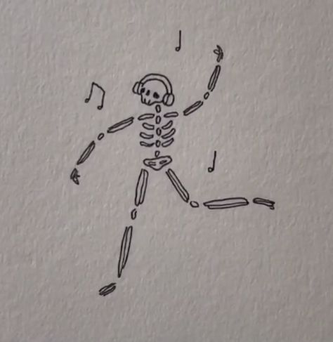 Music Sketch, Dance Tattoo, Music Doodle, Skeleton Dancing, Small Doodle, Skeleton Drawings, Skeleton Tattoos, Music Drawings, Cute Tiny Tattoos