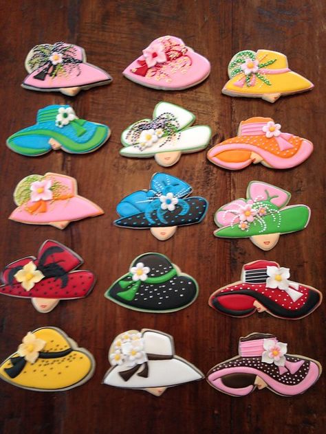 Kentucky Derby Cake, Kentucky Derby Cookies, Kentucky Derby Theme, Kentucky Derby Themed Party, Royal Icing Cookies Recipe, Kentucky Derby Party Decorations, Tea Party Cookies, Derby Party Decorations, Derby Ideas