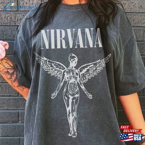 Nirvana Unisex Shirt T-Shirt Check more at https://bestshirtformom.com/product/nirvana-unisex-shirt-t-shirt/ Nirvana T-shirt, Nirvana Shirt Outfit, Nirvana Clothes, Nirvana Merch, Nirvana Outfit, Aemma Targaryen, Nirvana T Shirt, Baggy Shirts, Nirvana Shirt