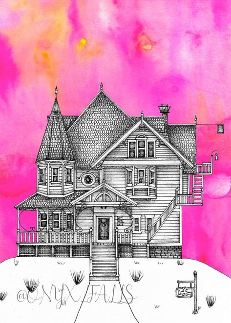 Coraline Print, Coraline House, Pink Palace Apartments, Coraline Book, Coraline Drawing, Coraline Tattoo, 3d Art Projects, Background Layout, Coraline Jones