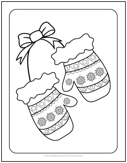 Warm Christmas Mittens Coloring Page | Print it Free Christmas Mittens, Snowing Outside, Box Of Crayons, A Coloring Page, Relaxing Activities, Warm Christmas, Snowflake Christmas, Coloring Pages Printable, Page Ideas