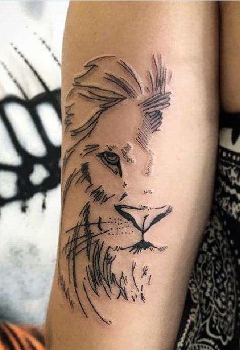 Fine Line Lion Tattoo, Half Lion Tattoo, Tattoo Lion King, Biceps Tattoo, Leo Lion Tattoos, Simple Lion Tattoo, Lions Tattoo, Lion Arm Tattoo, Small Lion Tattoo