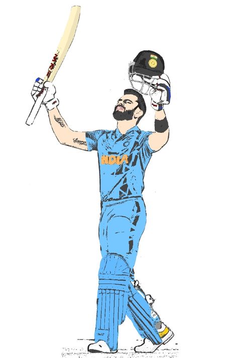 Virat kohli at (Melbourne Cricket Stadium) MCG Virat Kohli Stickers Printable, Cricket Drawing Sport, Cricket Doodle Art, Virat Kohli Drawing Easy, Cricketer Sketch, Virat Kohli Cartoon, Virat Kohli Illustration, Cricketer Drawing, Virat Kohli Painting