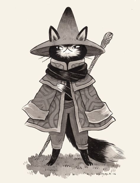 Laura Heikkala Inktober Wizard Cat, Cat Character, Arte Sketchbook, Cat Drawing, Creature Design, Animation Art, Character Design Inspiration, Character Concept, Cat Art