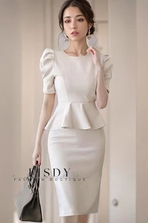 Fisdy - Elegante y sofisticado vestido cruzado de manga corta con cinturón Short One Piece Dress, Formal Wrap Dress, Mini Skirt Fashion, Kids Dress Wear, Bodycon Dresses Casual, Elegant Dresses Classy, Short Sleeve Bodycon Dress, Piece Prom Dress, Sleeves Clothing