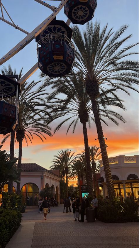 ferris wheel | sunset | outdoor mall | irvine california California Rich Aesthetic, Irvine California Aesthetic, South California Aesthetic, Ferris Wheel Sunset, Altadena California, Oc California, La Summer, Los Angeles Aesthetic, Cali Trip