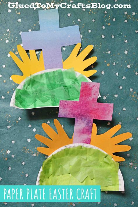 Good Friday Toddler Activities, Jesus Is Risen Craft, Christian Easter Crafts For Kids, Catholic Schools Week Activities, March Preschool, Good Friday Crafts, Easter Religious Crafts, Easter Scene, Palm Sunday Crafts