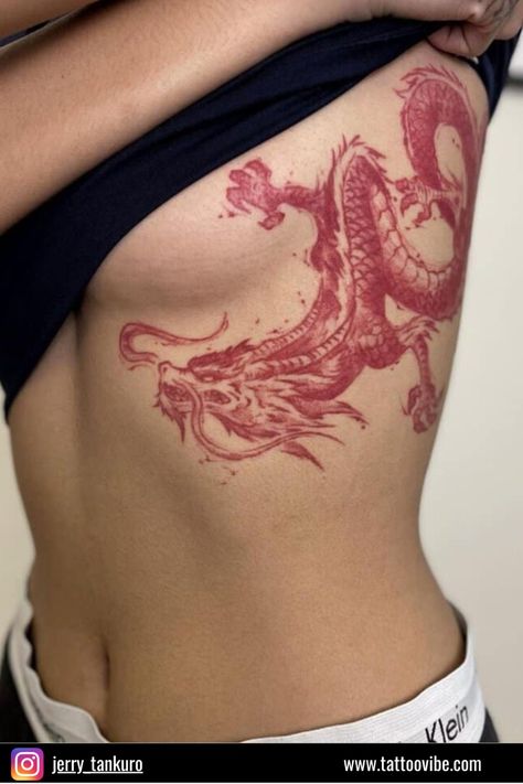 Here we have another red dragon just so you can see how it can look on a different part of your body. Red Dragon Tattoo, Red Ink Tattoos, Tattoos Inspo, Tattoos For Black Skin, Pretty Tattoos For Women, Dope Tattoos For Women, Red Tattoos, Śliczne Tatuaże, Cute Tattoos For Women