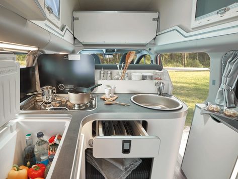 'Nugget' is a tiny home inside a Ford Transit van that sleeps 4 people - Business Insider Transit Custom Camper, Ford Transit Custom Camper, Ford Nugget, Camping Vans, Ford Transit Camper, Transit Camper, Ford Transit Custom, Transit Custom, Burner Stove