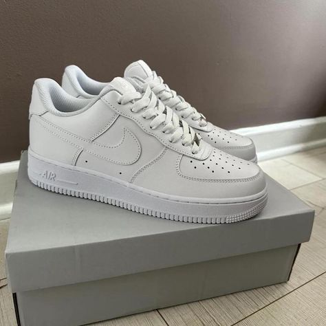 WHITE NIKE AF1
100% AUTHENTIC WITH PROOF OF... - Depop Nike Airs White, Air Forces Outfits, All White Air Forces, Af1 White, Forces Outfit, White Af1, White Sneakers Nike, Nike Air White, White Forces