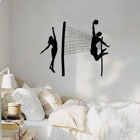 #volleyball #everywhere #bedroom Volleyball Bedroom, Volleyball Room, Volleyball Wallpaper, Volleyball Stuff, Volleyball Tips, Sport Volleyball, Volleyball Gifts, Beach Volleyball, Sticker Vinyl