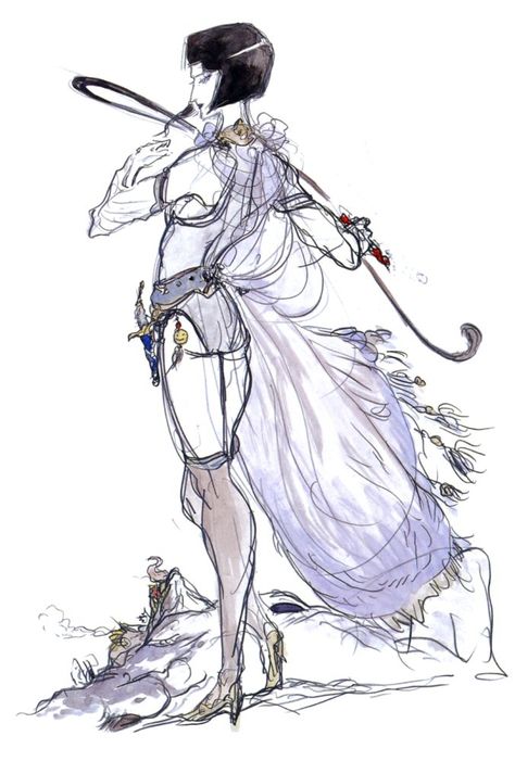 Lenna Charlotte Alexander Highwind Tycoon (FFV), Yoshitaka Amano Unused Concept Art, Yoshitaka Amano Art, Light Warrior, King Alexander, Yoshitaka Amano, Daughter Of King, Vampire Hunter D, Project D, Videogame Art