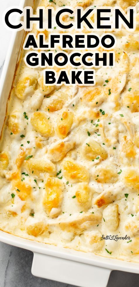 Alfredo Gnocchi Bake, Chicken Alfredo Gnocchi, Alfredo Gnocchi, Gnocchi Bake, Gnocchi Recipes Easy, Salsa Alfredo, Gnocchi Dishes, Baked Gnocchi, Chicken Alfredo Recipes