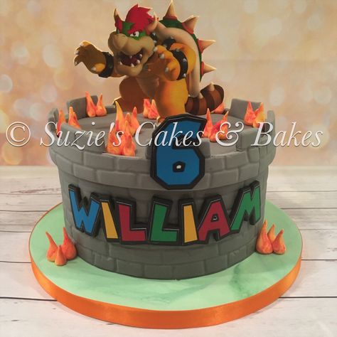 Super Mario Brothers Bowser cake Bowser Birthday Cake Ideas, Bowser Fury Cake, Mario Nintendo Cake, Super Mario Cake Bowser, Mario And Bowser Cake, Bowser Cake Ideas, Bowser Theme Party, Super Mario Bowser Cake, Bowser Castle Cake