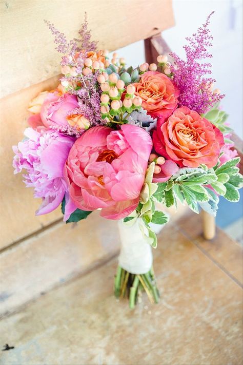 35 Pretty Peony Bouquet Ideas - hitched.co.uk Bright Wedding Bouquet, Prom Flowers Bouquet, Prom Bouquet, Colorful Wedding Bouquet, Peony Bouquet Wedding, Summer Wedding Bouquets, Prom Flowers, Peony Wedding, Bright Wedding