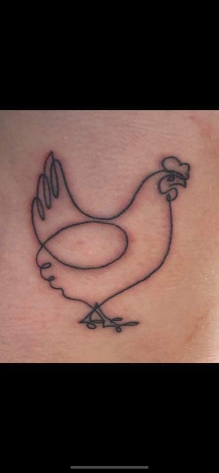 Hen And Rooster Tattoo, Chicken And Rooster Tattoo, Tiny Chicken Tattoo, Simple Chicken Tattoo, Chicken Tattoos For Women, Small Chicken Tattoo, Chicken Tattoo Ideas, Donkey Tattoo, Hen Tattoo