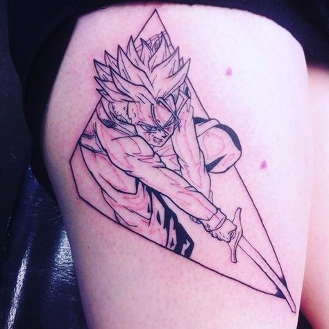 Future trunks tattoo Trunks Tattoo Dbz, Future Trunks Tattoo Design, Future Trunks Tattoo, Trunks Tattoo Ideas, Trunks Dbz Tattoo, Trunks Tattoo, Nerd Tattoos, Dbz Tattoo, Trunks Dbz