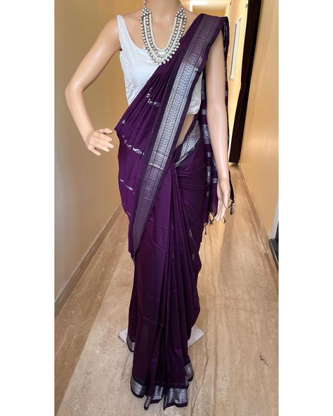 Www.thejacouture.in > cotton silk sarees silver border. > Dark wine cotton silk saree with silver Border. . Saree Description: Dark wine cotton silk saree with silver zari border and butta all over. Comes with running blouse. Saree height: 46 inches. Saree length: 5.5 meters. Blouse : 80cm Care: Normal wash. priced: 1450/- INR Delivery time Duration: * Domestic in 4 to 6 working days. * International in 10 to 15 days Courier partner: Delhivery and Dtdc. . . For for details and query d... Silver Border Saree, Khun Saree, Silk Saree With Silver Zari, Indigo Saree, Half Sarees, Cotton Silk Saree, Border Saree, Blouse Saree, Saree Trends