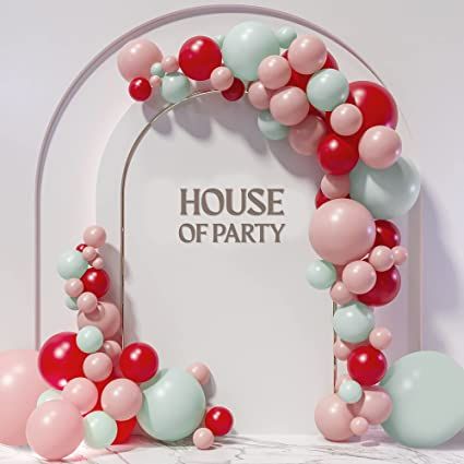 Pink and Green Balloon Garland Kit 120 Pcs - Mint, Red and Pink Balloons Arch for Graduation, Wedding, Gender Reveal, Birthday Decorations and Party Supplies : Toys & Games Baloon Garland, Teal Balloons, Balloon Inspiration, Balloons Arch, Girls Party Decorations, Green Balloon, Balloon Party, Christmas Balloons, Balloon Banner