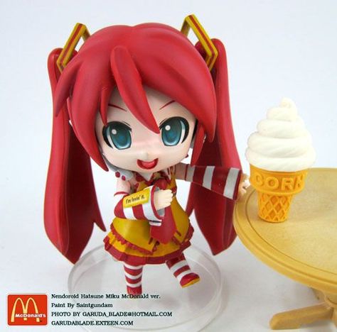 Hatsune Miku McDonalds custom nendoroid by garuda_blade on MFC Custom Nendoroid, Kawaiicore Aesthetic, Kuromi Pink, Aesthetic Angelcore, Soft Egirl, Hatsune Miku