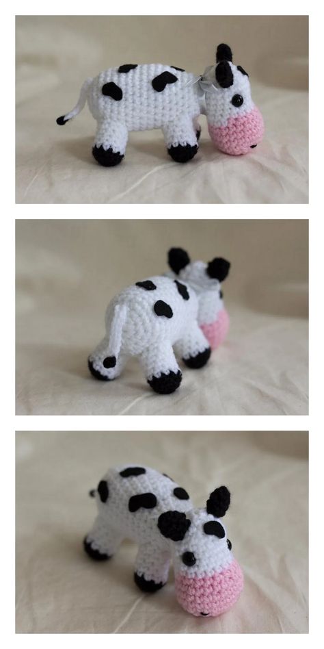 Amigurumi Little Cow Free Pattern 29 Crocheted Cow Pattern, Pattern Free Amigurumi, Cow Ornaments, Amigurumi Cow, Crochet Skull, 4mm Crochet Hook, Crochet Panda, Crochet Cow, Crochet Unicorn