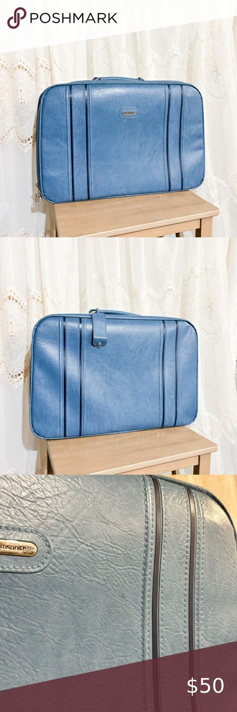 Vintage Samsonite Sonora II Suitcase Blue Exterior, Travel Brand, Trendy Chic, Vintage Finds, Beautiful Blue, Closet Vintage, More Photos, Inside Pocket, Shop My