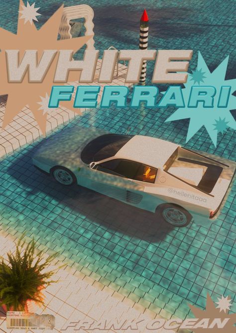 Ocean Posters, Frank Ocean Poster, Ocean Poster, Ferrari Poster, White Ferrari, Poster White, Cinematic Photography, Frank Ocean, Room Posters