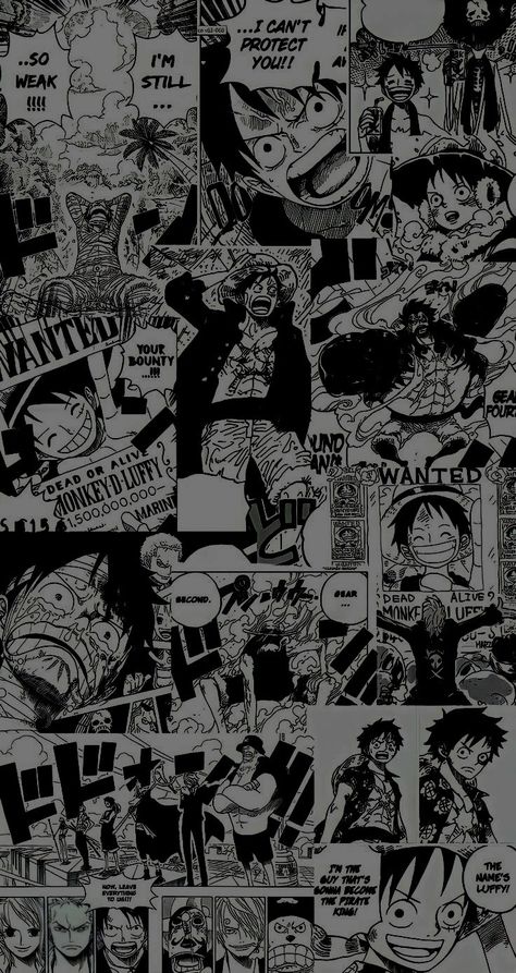 Wallpaper Anime Manga Wallpapers For Iphone, One Piece Wallpaper Black And White, Anime Monochrome Wallpaper, Phone Wallpaper Black And White, Black And White Anime Wallpaper, Manga Wallpaper Black And White, Dark Collage, Luffy Wallpaper, Army Drawing