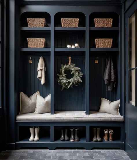 Kelly Jones (@plankandpillow) • Instagram photos and videos Mudroom Remodel, Mudroom Decor, Mudroom Laundry Room, Hal Decor, Mudroom Design, Boot Room, Wooden Cabinets, Mud Room, Built Ins