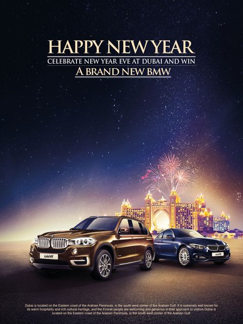 New Year At Dubai Bmw Car Design, Car New Year Creative Ads, Car Advertising Design Ad Campaigns, New Year Creative Post, New Year Advertising, New Year Creative Ads, New Year Ads, New Year Campaign, Luxury Advertising