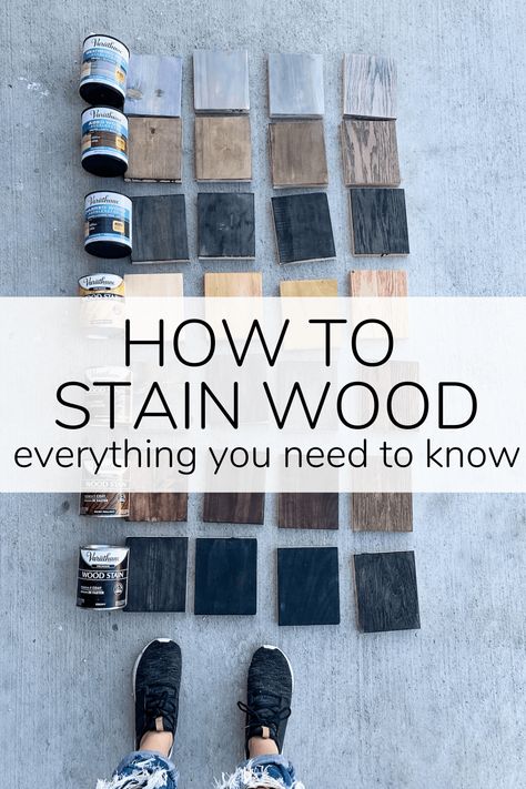 How to Stain Wood {The Complete Guide!} – Love & Renovations How To Stain Wood, Diy Wood Stain, Stain Wood, Staining Furniture, Wood Stain Colors, Diy Furniture Renovation, Aging Wood, Furniture Renovation, Wood Stain