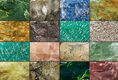 Set from raw minerals and ores with names. Selective focus royalty free stock image Rock Identification, Gemstones Chart, Shortcut Keys, Raw Minerals, Minerals And Gemstones, Natural Minerals, Abstract Background, Texture Art, Abstract Backgrounds