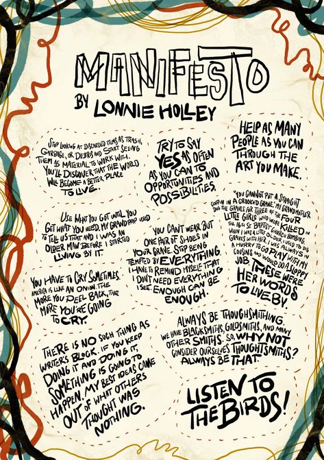 WePresent | A Manifesto by Lonnie Holley Art Manifesto, Manifesto Poster, Manifesto Design, Rules For Life, Animal Collective, Design Thinking Process, Adobe Illustrator Design, Free Jazz, Life Rules