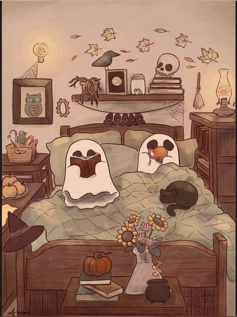 Helloween Wallpaper, Halloween Wallpaper Cute, Art Mignon, Cute Fall Wallpaper, Dessin Adorable, Cute Little Drawings, Fall Wallpaper, Halloween Town, Halloween Wallpaper