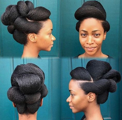 voluminous updo for natural hair Classy Braids, High Buns, Exotic Hair, Voluminous Updo, Natural Updo, Fishtail Braids, Updo Styles, 4c Hair, Natural Hair Updo