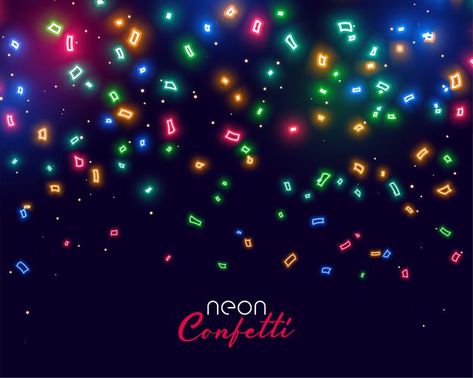 Beautiful glowing neon falling confetti | Free Vector #Freepik #freevector #banner #flyer #birthday #music Neon Png, Stand Feria, Birthday Music, Purple Curtains, Party Cartoon, Palm Tree Silhouette, Neon Style, Silhouette People, Music Festival Poster