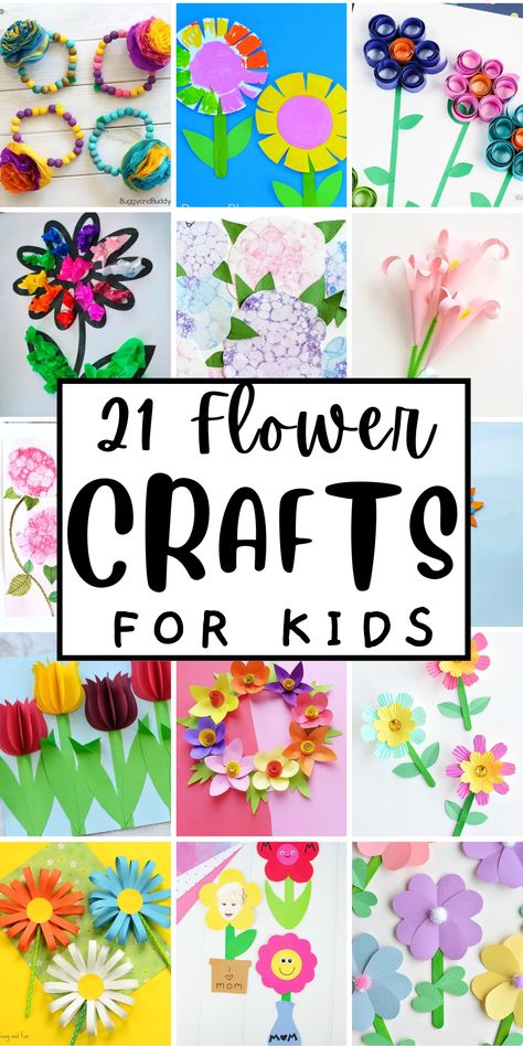 Brighten up your child's day with these fun and easy flower crafts! Perfect for a spring or summer activity, these crafts will keep your kids entertained and let their creativity bloom. There are many different ways to make flower crafts. Here are some of the most popular flower crafts including paper flower crafts, tissue paper flower crafts, and handprint flower crafts. Flower Crafts Preschool, Flower Crafts For Kids, Construction Paper Flowers, Paper Flowers For Kids, Spring Crafts Preschool, Spring Arts And Crafts, Spring Flower Crafts, Flower Crafts Kids, Construction Paper Crafts