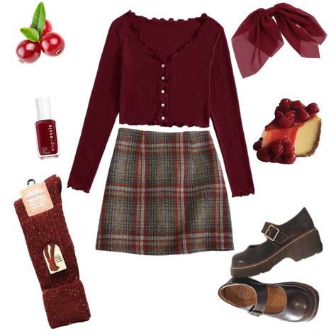 Midnight Mass Outfit, Christmas Outfit Moodboard, Red Clothing Aesthetic, Gryffindor Aesthetic Outfit, Red Fall Outfits, Gryffindor Inspired Outfits, Gryffindor Outfit Aesthetic, Vintage Christmas Outfit, Christmas Outfits Aesthetic