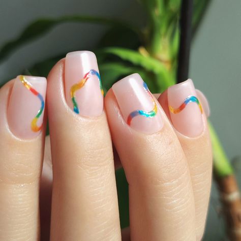 Rock these vibrant rainbow nails for a statement look that's bursting with color.   Show your support & express your individuality with this fierce nail art.  Get inspired & tag a friend who'd love this look! #pride #rainbownails #pridemonth #lgbtq #nailart #prideoutfit #summervibes #getyournailsdid #prideandjoy Lesbian Nails Design, Trans Pride Nails, Lesbian Pride Nails, Lesbian Nails, Pride Nails, Trans Pride, Pride Outfit, Rainbow Nails, Tag A Friend